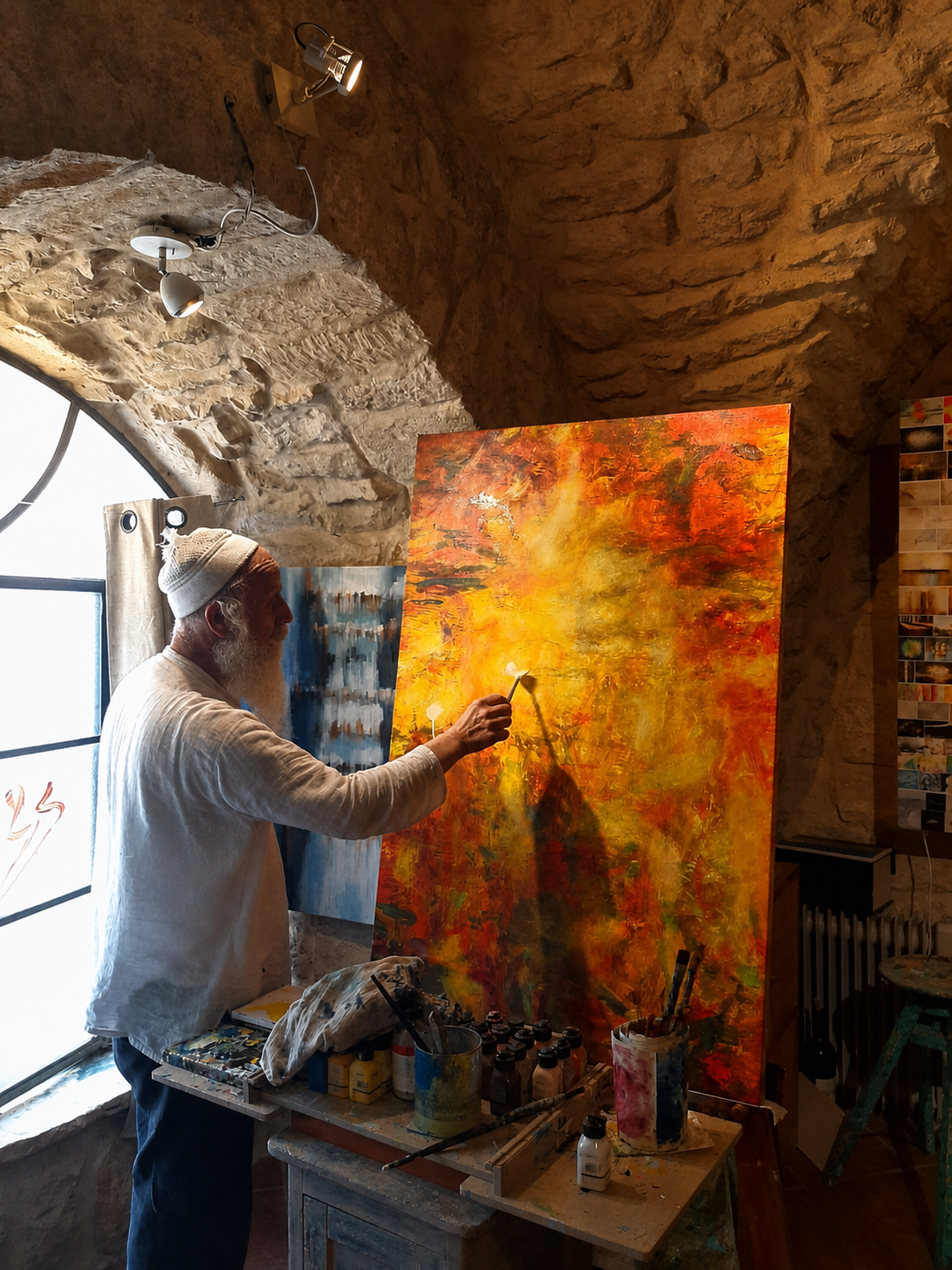 Yoel Tordjman in his studio in Tzfat